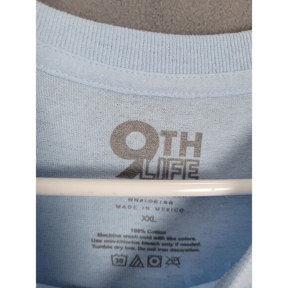 9TH LIFE Wanted Mens Tee Light Blue Short Sleeve T-Shirt XXL - Picture 6 of 9
